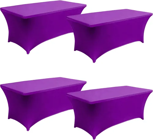 Miniatura 13 de Fivenl Cubierta de Mesa Mantel de Spandex de 6 Pies para Mesas Plegables Cubierta de Mesa Rectangular Ajustada Lavable Resistente a las Arrugas