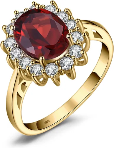 JewelryPalace - Anillos de compromisoaniversario estilo princesa Diana Kate Middleton, con piedra natal de zafiro y halo pmujer, 14 quilates,