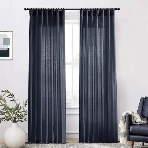 Miniatura 31 de XTMYI - Cortinas transparentes de 54 pulgadas de largo, juego de 2 paneles para baño, cortinas cortas de lino y algodón con semi privacidad