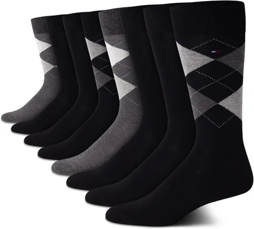 Tommy Hilfiger Calcetines de vestir acolchados y transpirables de tela elástica para hombre, paquete de 8