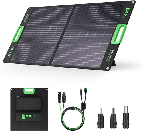 Miniatura 9 de EBL Panel solar portátil de 200 W para estación de energía, cargador solar plegable con 4 soportes, kit de panel solar impermeable IP65 con salida