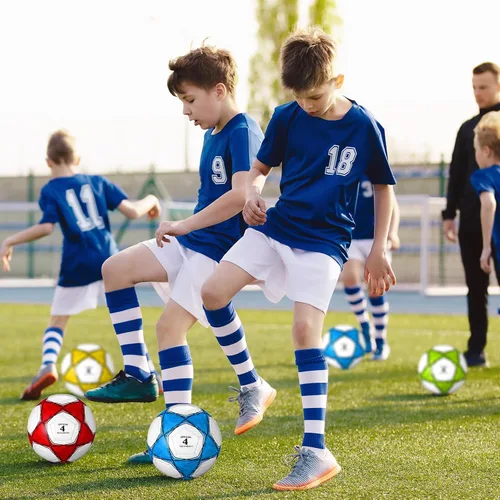 Miniatura 6 de Jenaai 4 pelotas de fútbol a granel con bomba y bolsa, pelota de fútbol desinflada, entrenamiento deportivo para adultos y adolescentes, fútbol
