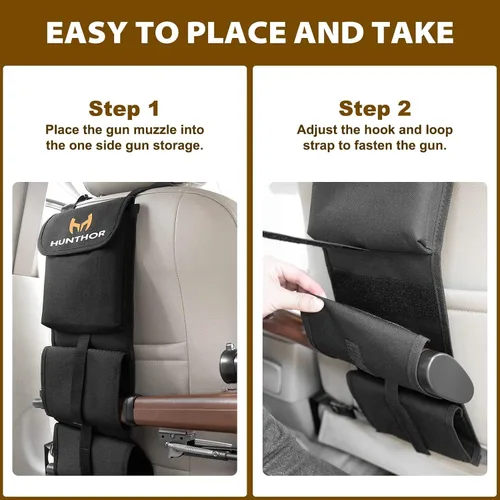 Miniatura 5 de Soporte para pistola en camiones (un par), almacenamiento ajustable para pistolas en el asiento trasero 900D, soporte para rifles automotrices
