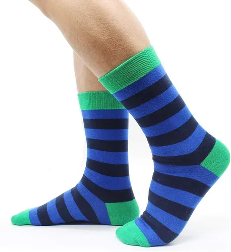 Miniatura 71 de TOEJYJ Calcetines de vestir divertidos para hombre, paquete de calcetines casuales divertidos, coloridos calcetines de algodón a rayas, talla 10-13