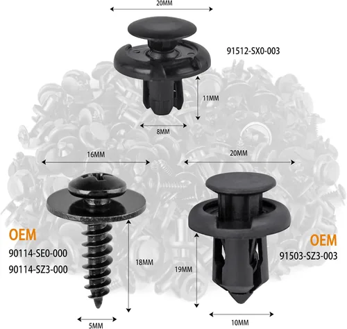 Miniatura 2 de Xislet 120 piezas Clips para parachoques de 10 mm 91503-SZ3-003 con tornillos para protector contra salpicaduras 90114-SE0-000 Compatibles con Honda