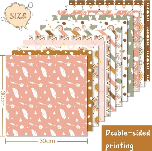 Miniatura 4 de YASMEN Papel de álbum de recortes de doble cara de 12 x 12 pulgadas, suministros bohemios para álbumes de recortes, papel de manualidades