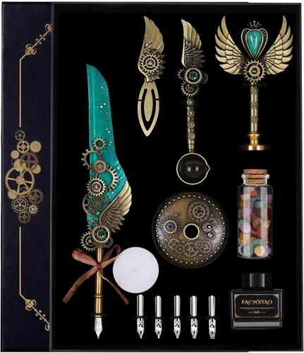 Miniatura 9 de Juego de pluma estilográfica y tinta, juego de plumas de ave para caligrafía, regalo de Navidad para amantes de la caligrafía, regalo de cumpleaños