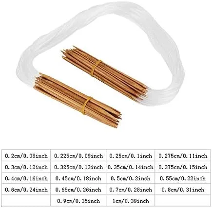 Miniatura 2 de Juego de agujas de tejer circulares de bambú, 18 tamaños, 0.079-0.394 in, 31.5 pulgadas de largo, tubo flexible para principiantes