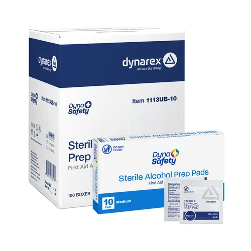 Miniatura 12 de Almohadillas de preparación estériles con alcohol Dynarex DynaSafety - Tamaño mediano - 70% alcohol isopropílico, envueltas individualmente