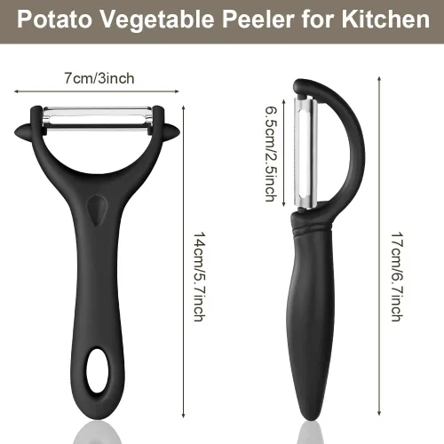 Miniatura 2 de AUAUY Juego de 2 peladores de patatas, juego de pelador giratorio de verduras en forma de Y e I, pelador de frutas para cocina, pelador de agarre