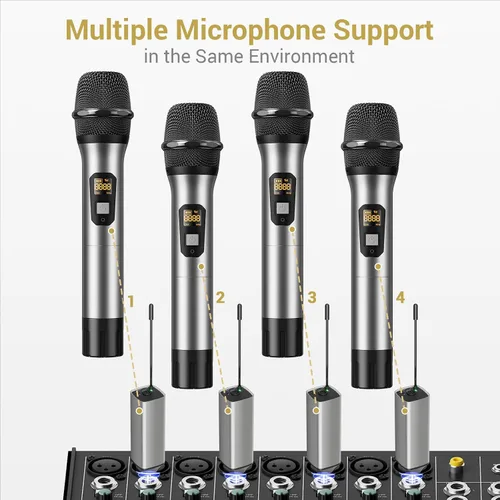 Miniatura 7 de Micrófono inalámbrico TONOR, sistema de micrófono de mano inalámbrico de metal UHF con receptor recargable, para karaoke, canto, fiesta, boda, DJ