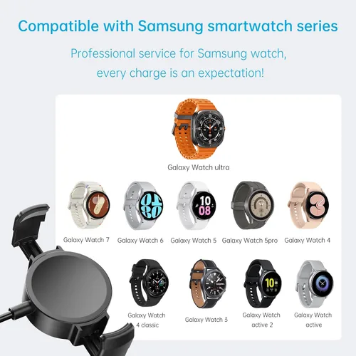 Miniatura 3 de Cargador de reloj Galaxy, compatible con Samsung Watch 8/8 Classic/7/7 Ultra/6/6 Classic/5 Pro/5/4/4 Classic/3 Active2/1, cable de carga Galaxy