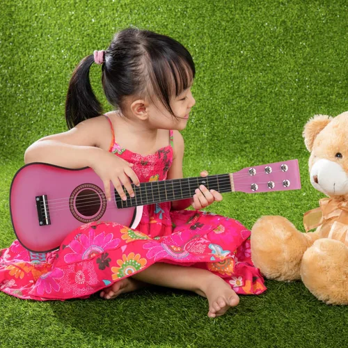 Miniatura 2 de Toddmomy Guitarra acústica popular de 6 cuerdas de 23.11 pulgadas para niños y niñas, instrumento musical para principiantes, juguete acústico rosa