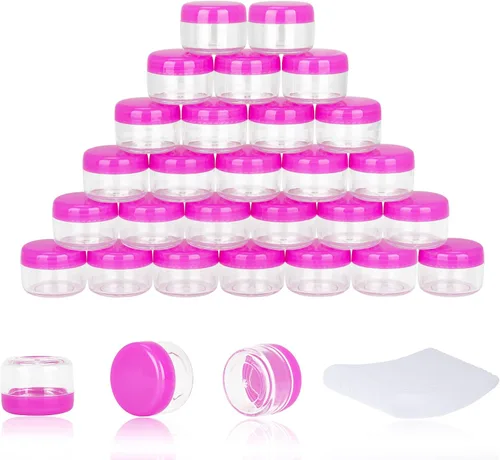 Miniatura 20 de 100 piezas de 5 gramos Envases de muestra, tarros vacíos de 5 ml con tapas, envases cosméticos pequeños, tarros de muestra mini con 8 piezas de mini