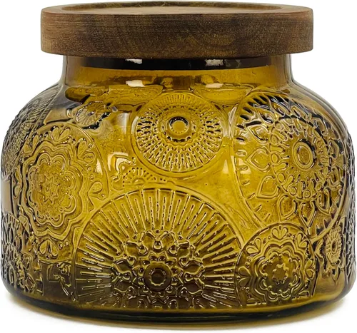 Miniatura 16 de Tarro decorativo de vidrio azul con tapa de madera hermética de 25.4 onzas, 2 piezas, boca ancha, recipientes de almacenamiento de alimentos