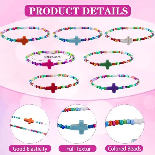 Miniatura 3 de Equsion 48 collares de cruz cristiana religiosa para fiestas de Pascua, incluye 24 collares de cruz de cristal de plástico, regalos de manualidades
