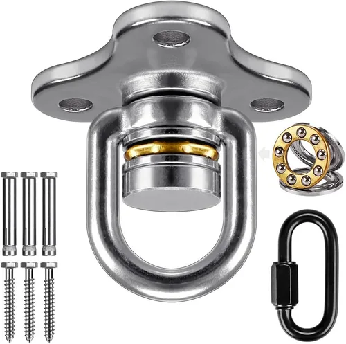 Miniatura 8 de SELEWARE Silent Ball Bearing Swing Hangers, resistente 360° giratorio giratorio gancho para patio de juegos de madera, hamaca de yoga, silla, bolsa