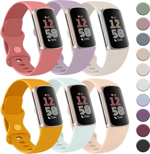 Miniatura 9 de Tobfit Paquete de 6 correas deportivas compatibles con Fitbit Charge 6/Fitbit Charge 5 para mujeres y hombres, correas de silicona suave