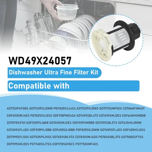 Miniatura 6 de Nuevo para GE Lavavajillas Kit de filtro ultrafino WD49X24057 Reemplaza piezas WD12X10416 WD12X20107 ge filtro de espuma combo lavadora perfil