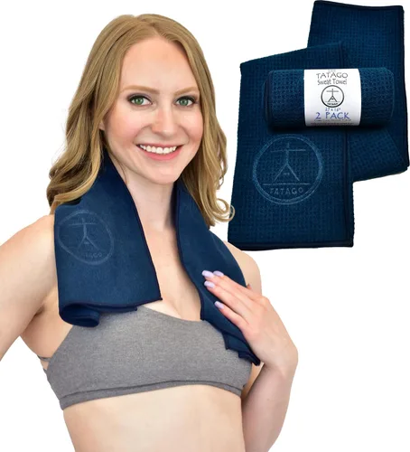 Miniatura 9 de Tatago Toalla de mano y sudor para yoga caliente, suave y absorbente, de secado rápido, de microfibra antideslizante para tapete de yoga XL