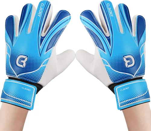 Miniatura 8 de Guantes de portero de fútbol para jóvenes y niños, guantes de portero con palmas de súper agarre, guantes de fútbol antideslizantes, protección Azul