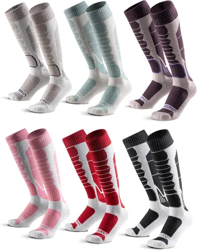 Miniatura 16 de Calcetines de lana de merino para esquí para hombres, mujeres y jóvenes - Calcetines térmicos de snowboard con amortiguación completa por encima