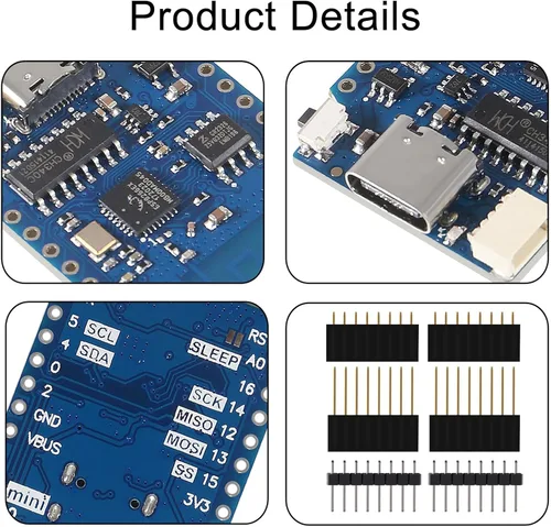 Miniatura 4 de 5pcs WeMos D1 Mini V4.0.0 Tipo-C USB WiFi Internet de las Cosas Basado en la Junta ESP8266 4MB Compatible con Arduino MicroPython Nodemcu
