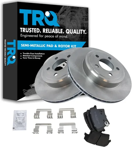 Miniatura 76 de TRQ Juego de pastillas de freno semimetálicas traseras y rotores compatibles con Chevrolet Trailblazer 02-06 Trailblazer EXT 04-06 SSR 02-07 GMC