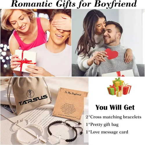 Miniatura 5 de Tarsus Pulseras cruzadas a juego para parejas, novio, marido, novia, esposa, hombres, mujeres, adultos, Pascua, Navidad, día de San Valentín