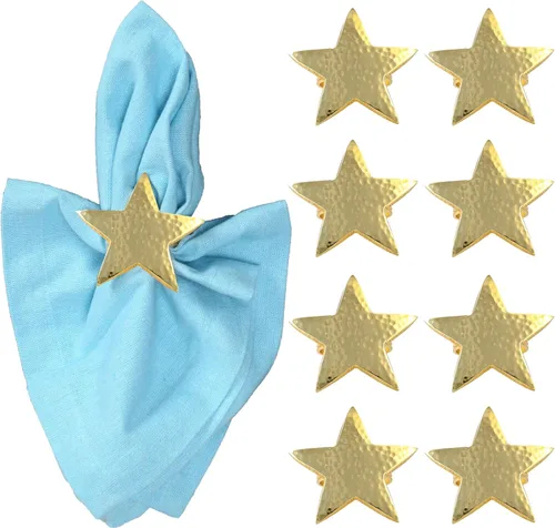 Miniatura 11 de Juego de 6 servilleteros con diseño de estrella, de aluminio duradero, para mesas elegantes, servilleteros de metal, resistente al óxido, decoración