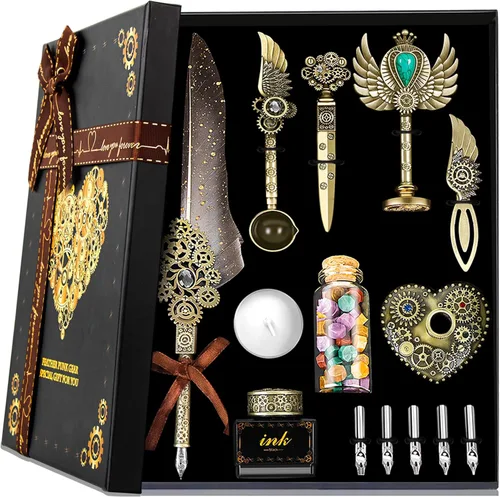 Miniatura 8 de Aifeiter Juego de tinta de pluma de plumas - Juego de caligrafía, sello de cera, tinta morada, hermoso regalo, regalos de Navidad Púrpura
