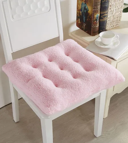 Miniatura 9 de Cojines de silla cómodos cuadrados y redondos de lana de cordero artificial, cojines de asiento de silla suaves y esponjosos de felpa para casa