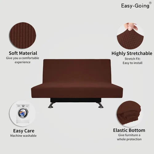 Miniatura 3 de Easy-Going - Funda elástica para futón, cubierta para sofá cama sin brazos, protector de muebles sin reposabrazos con parte inferior elástica