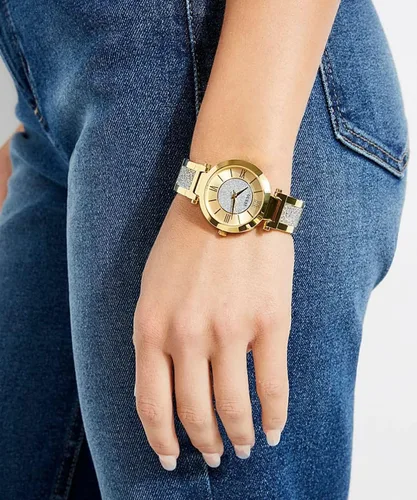 Miniatura 5 de GUESS Reloj analógico de cuarzo para mujer con correa de acero inoxidable W1288L2, dorado, pulsera, Oro, Pulsera
