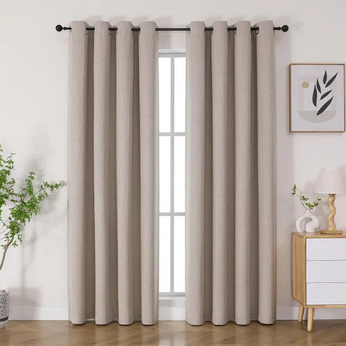 Miniatura 53 de Joydeco - Juego de 2 paneles de cortinas opacas de 63 pulgadas, 2 cortinas largas con aislamiento térmico burg, cortinas de oscurecimiento