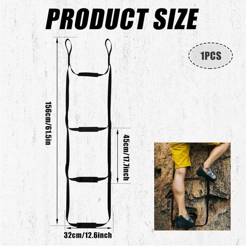 Miniatura 2 de Ayudador de escalada de caza de 3 pasos con escalones antideslizantes, 61.5 pulgadas portátil para árbol de caza escalada escalera de cuerda