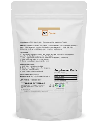 Miniatura 2 de mGanna Gum Acacia/Gum Arabic/Acacia Senegal Powder Fibra prebiótica natural Grado alimenticio y cosmético 227 g / 0.5 lbs