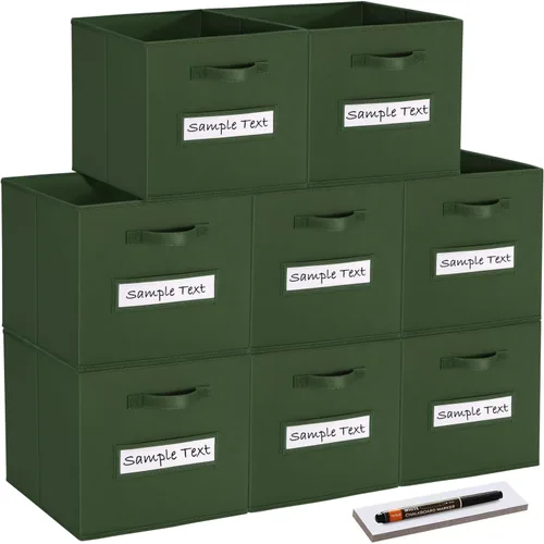 Miniatura 17 de Cubos de almacenamiento de tela (juego de 8) cubos de almacenamiento de 11 pulgadas, cubos de almacenamiento con 8 etiquetas, tarjetas de ventana
