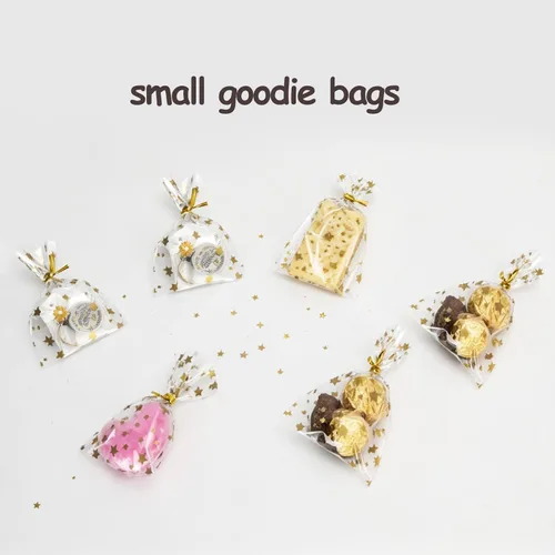 Miniatura 4 de 100 bolsas de regalo con estampado de estrellas de 3 x 5 pulgadas, bolsas de regalo de celofán, bolsas de regalo de celofán, bolsas de regalo