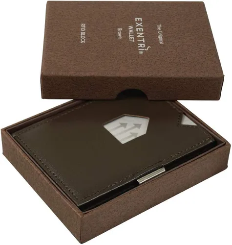 Miniatura 5 de EXENTRI Billetera Trifold de cuero - bloqueo RFID con clip de bloqueo de acero inoxidable