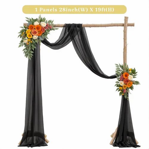Miniatura 6 de 1 panel de cortina de telón de fondo transparente para arco de boda, cortina de arco para boda, recepción, decoración de fiesta de despedida
