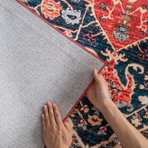 Miniatura 414 de Syalife 4x6 Alfombra Lavable para Área, Ultra Suave Antideslizante, Pila Baja, Alfombra Vintage Resistente a Manchas para Sala de Estar, Alfombra
