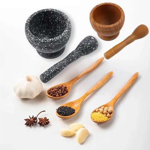 Miniatura 5 de Juego de Mortero y Mazo de Resina, Molcajete para Guacamole Molinillo para Ajo, Especias y Hierbas, Excelente para Guacamole y Especias, Utensilios