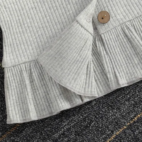 Miniatura 5 de Conjunto de ropa de verano para bebé recién nacida, vestido de tirantes de punto, con volantes y pantalones cortos, conjunto de trajes sólidos