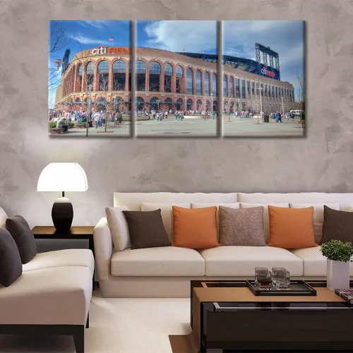 Miniatura 4 de TUMOVO Lienzo grande para pared, cuadro del estadio Citi, arte de pared del equipo de béisbol estadounidense para decoración de pared del hogar