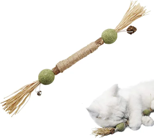 Miniatura 10 de PAZ'S GIFT Juguete de hierba gatera Juguetes para gatos Gatera, juguete masticable para gato, patadas, plata, palo, limpieza de dientes, lindo
