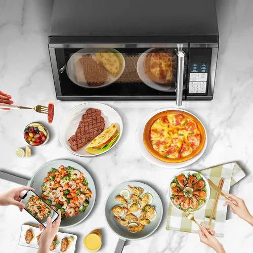 Miniatura 6 de Hornos microondas para encimera, 0.7 pies cúbicos, horno microondas de 700 vatios con iluminación LED, plato giratorio y bloqueo para niños