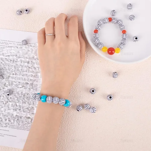 Miniatura 6 de AUEAR, 50 piezas de cuentas de béisbol de 12 mm para hacer joyas deportivas, collar, pulsera, decoración artesanal, accesorios