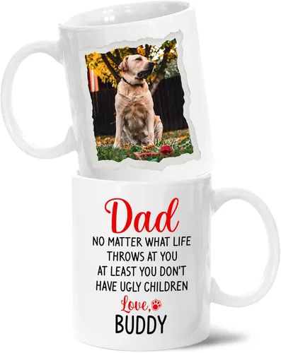 Personalized Dog Dad Name Mug, Dog Lover Tea Cup Gift, Dog Father's Coffee Mug, Dog Daddy Gifts For Dog Lover, Custom Dog Dad Mug With Photo, Dog