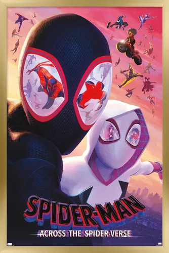 Marvel Spider-Man: Across The Spider-Verse - Póster de pared de una hoja, 34 pulgadas de largo x 22.4 pulgadas de ancho, versión enmarcada en oro